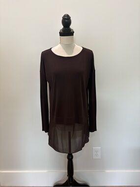 Eileen Fisher Long-Sleeve Sheer Hem Tunic - Brown